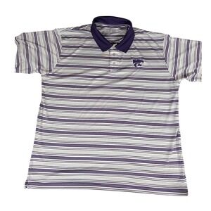 Kansas State Wildcats‎ NCAA Russell Athletic Striped Polo Shirt Mens